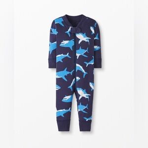 Hanna Andersson Baby Zip Sleeper In Organic Cotton Blue Shark Size 3T